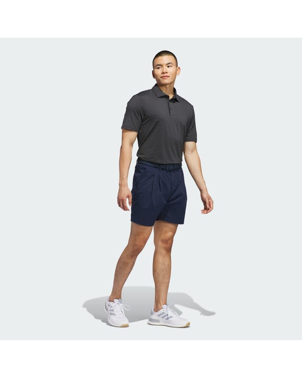 Adidas Gray Performance Two-Color Stripe Polo Shirt for men