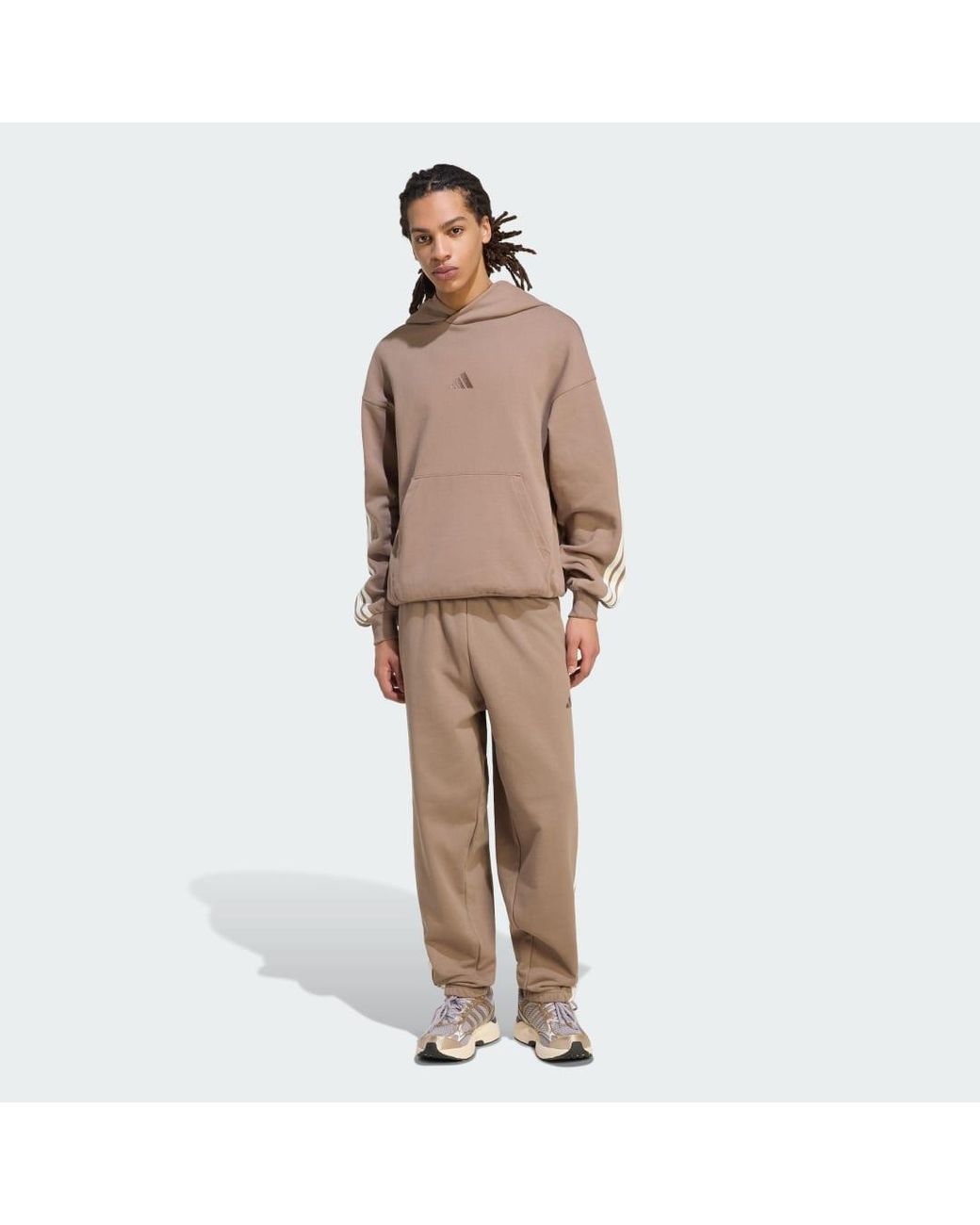 Adidas Brown Kit 3-Stripes Hoodie Hoodies for men
