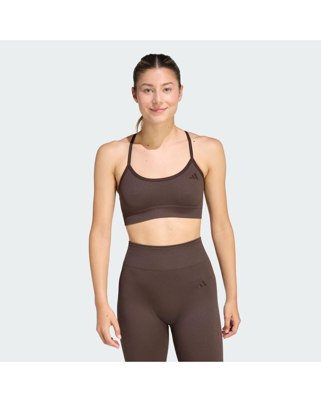 Adidas Green Workout Essentials Light-Support Knit Bra