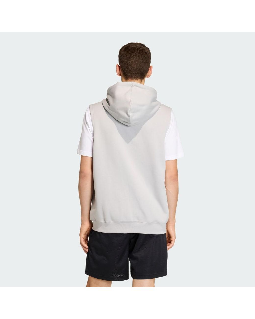 Adidas White Trefoil Essentials Sleeveless Hoodie for men