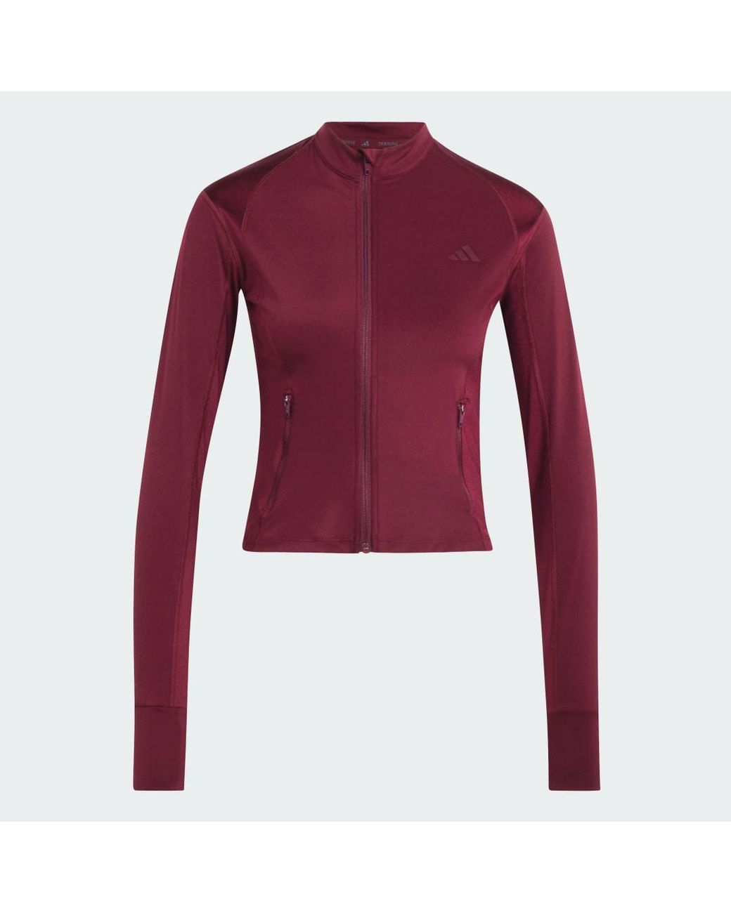 Adidas Red Primelift Essentials Workout Shine Zip Jacket