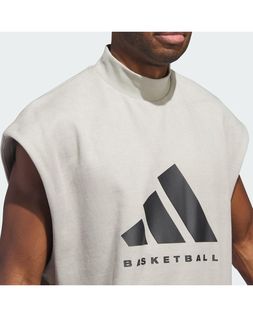 adidas Basketball Sueded Sleeveless Sweatshirt in Mettallic