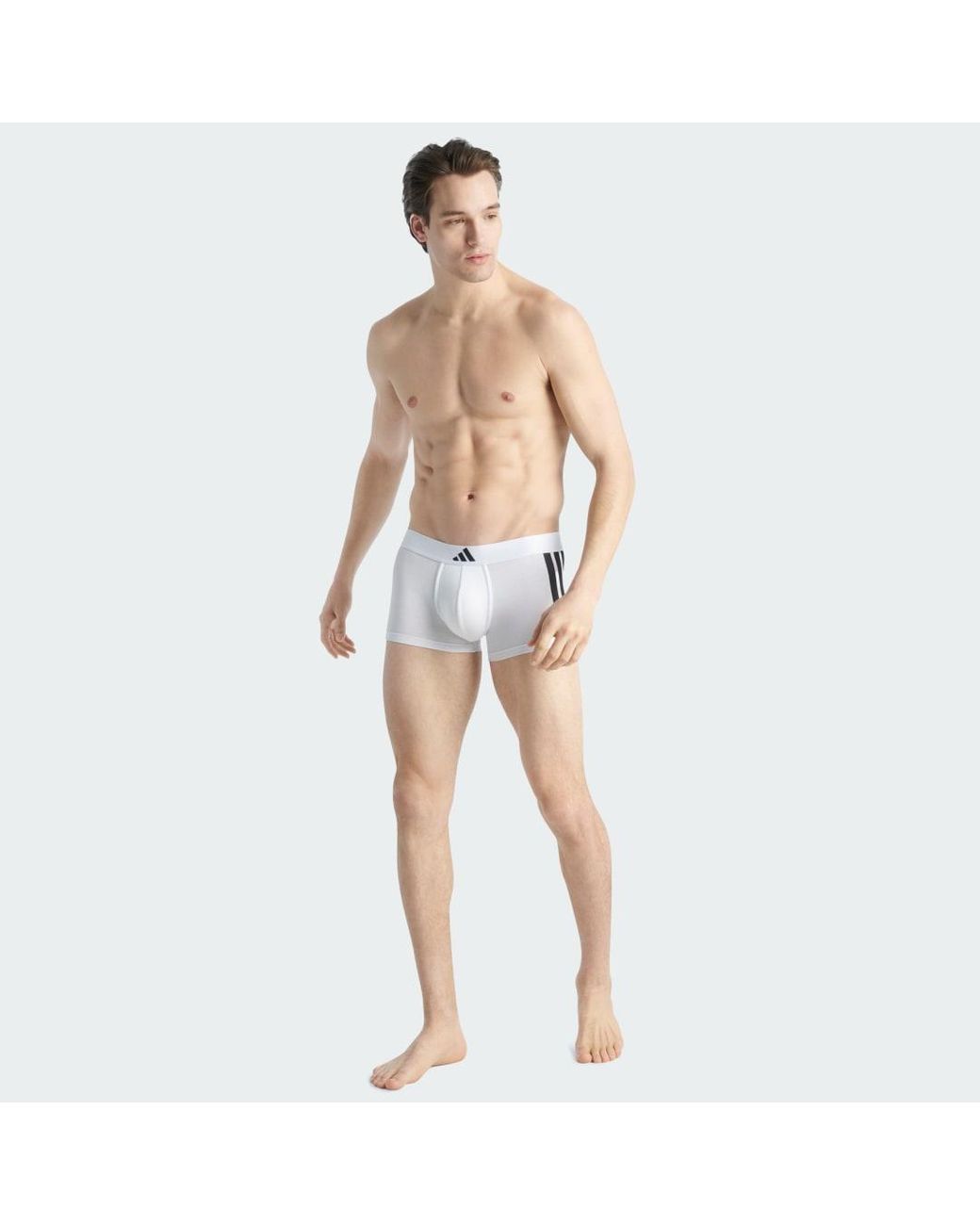 Adidas White Active Flex Cotton 3 Stripes Low Rise Trunk 2 Pack Underwear for men