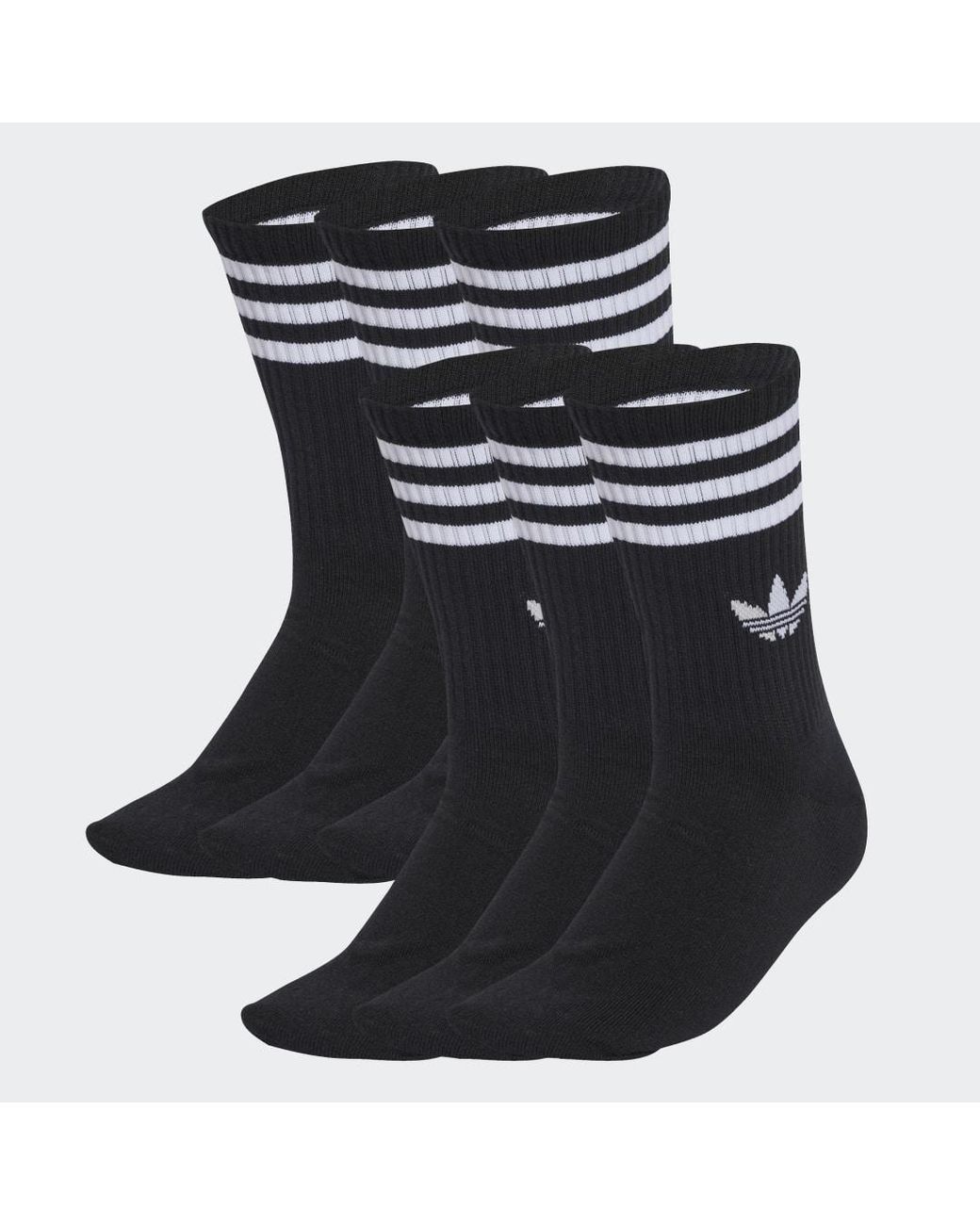 Adidas Black 3-Stripes Crew Socks 6 Pairs