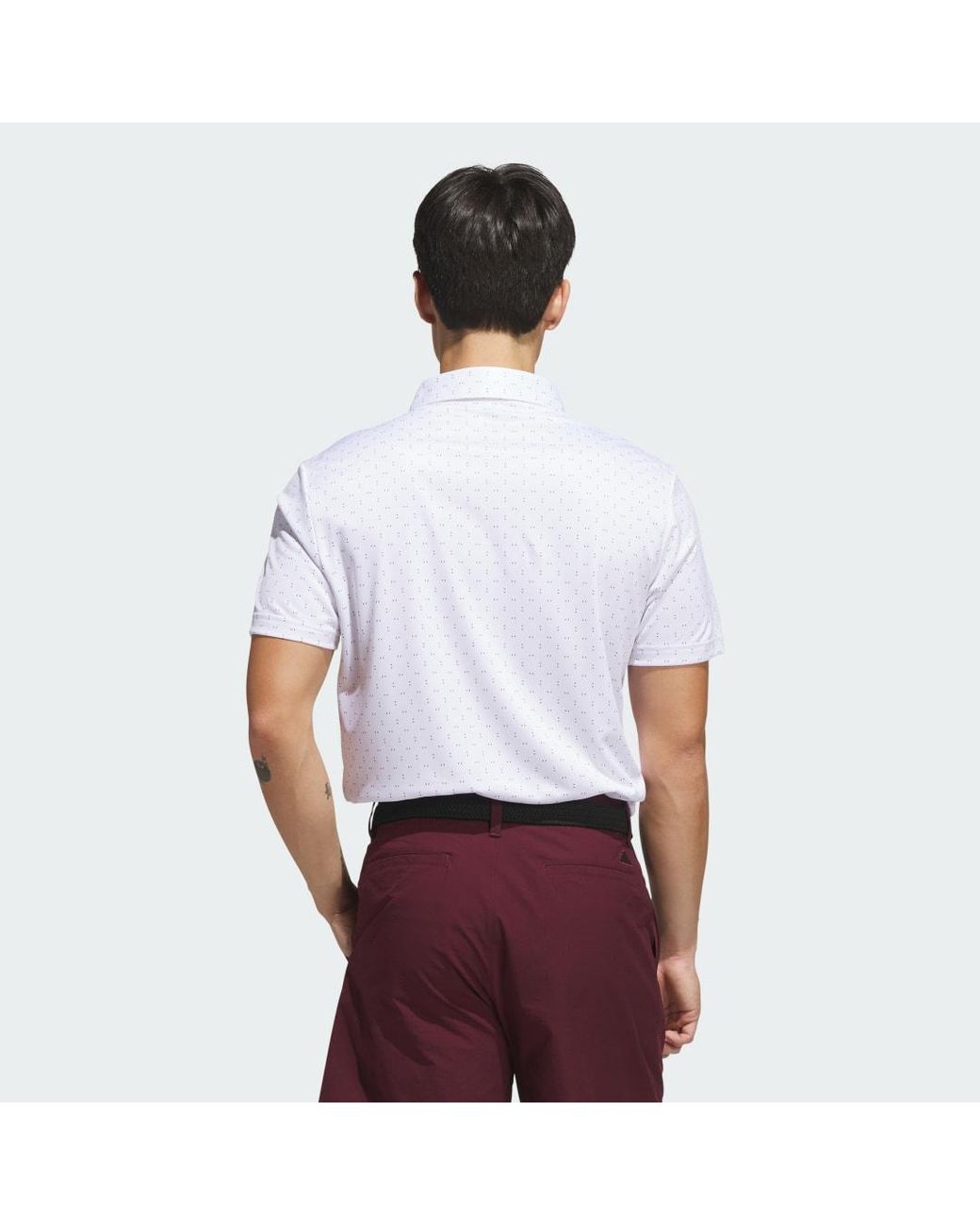 Adidas White Performance Textured Print Polo Shirt for men