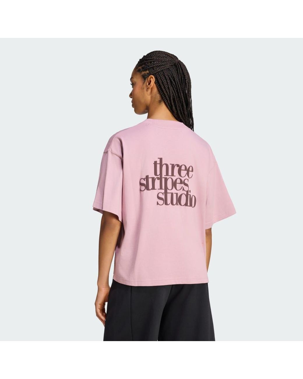 Adidas Red 3-Stripes Studio T-Shirt
