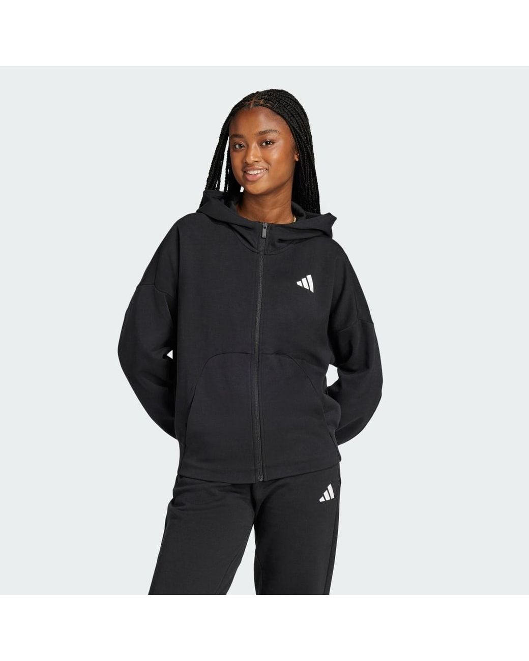 Adidas Black Future Icons Small Logo Full-Zip Hoodie
