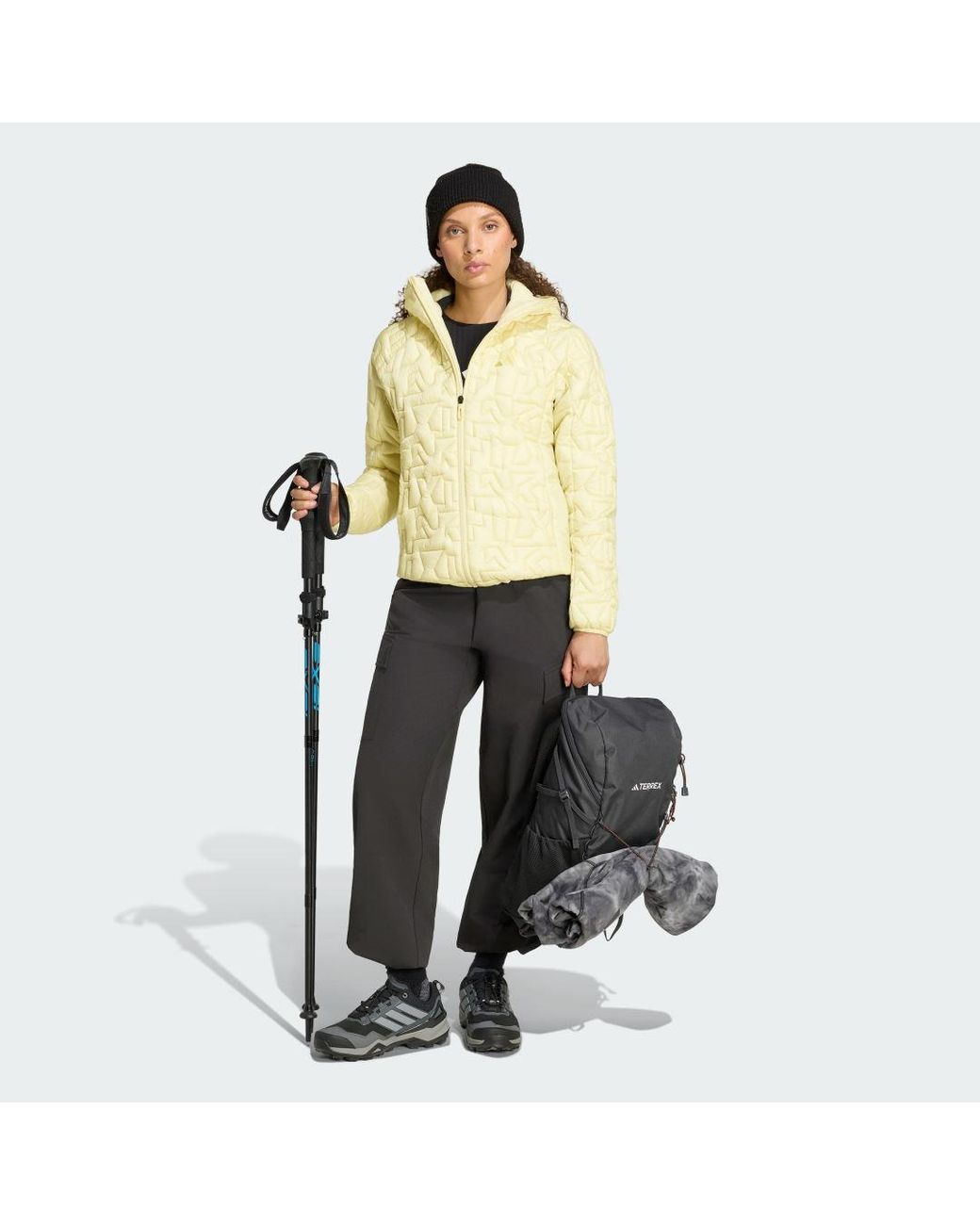 Adidas Yellow Terrex Xperior Primaloft Loose Fill Insulated Hooded Jacket
