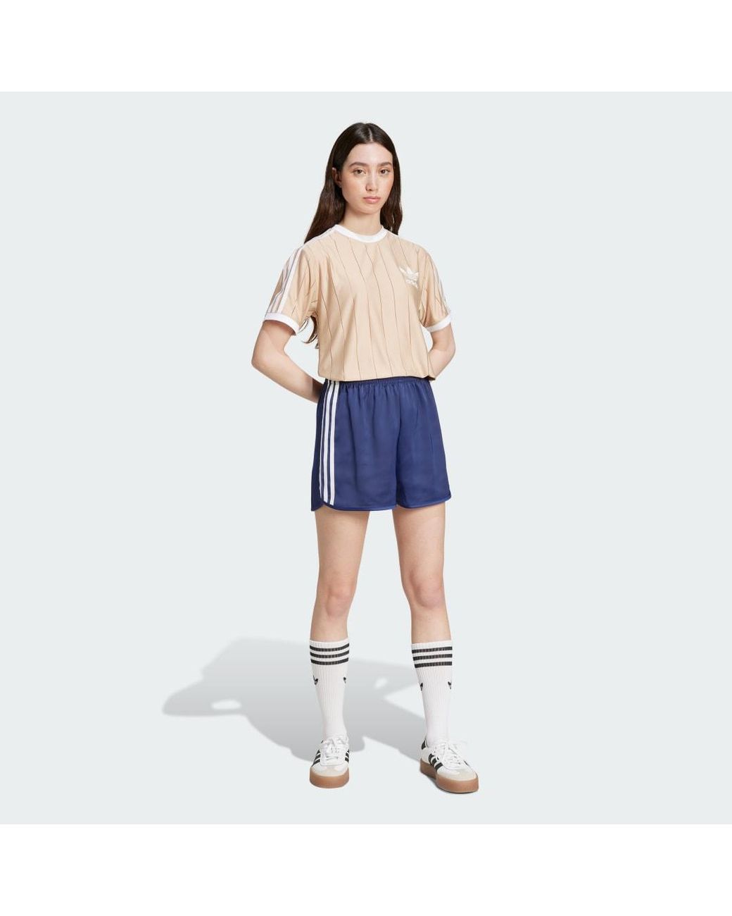 Adidas Blue Adicolor 3-Stripes Pinstripe Tee