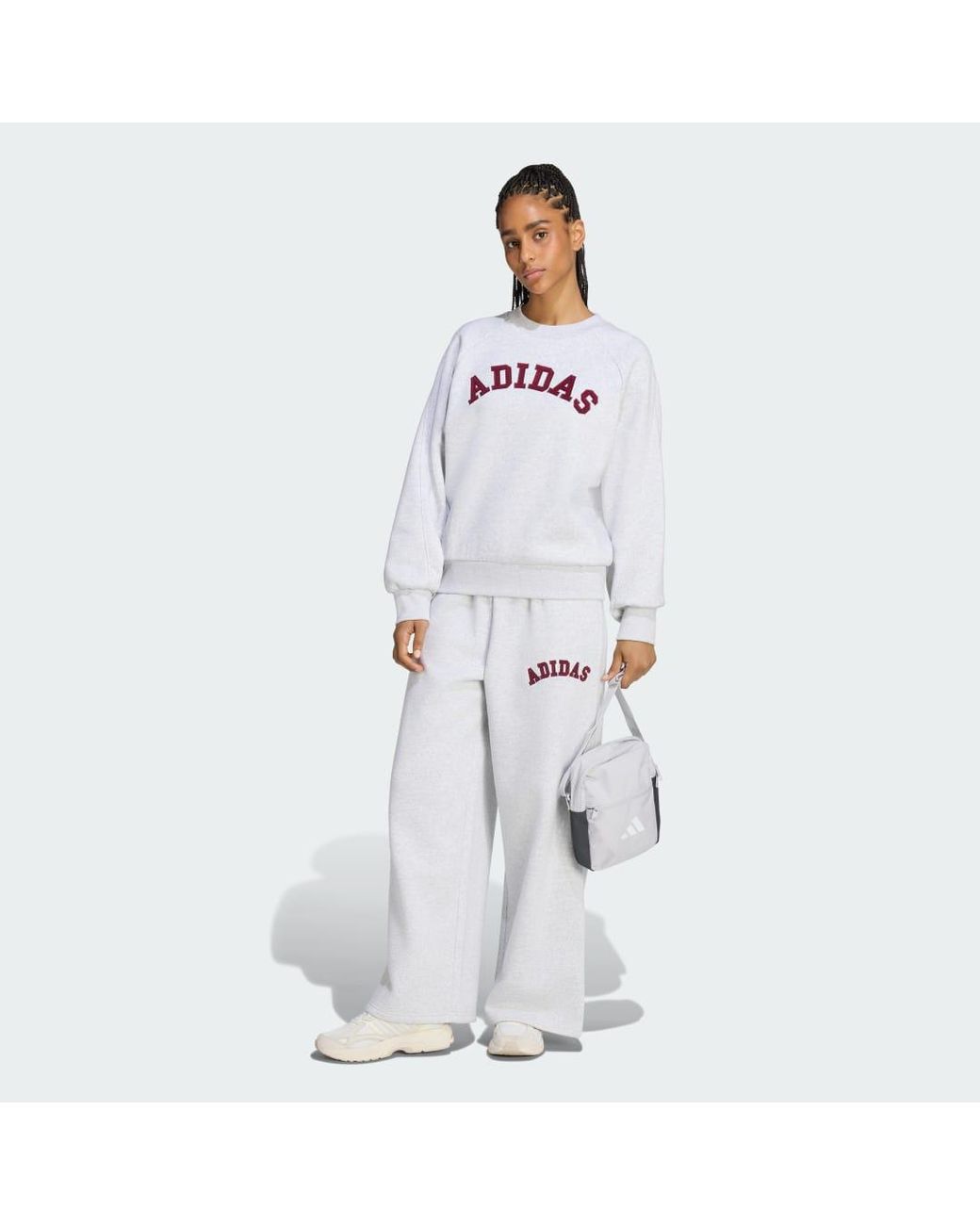 Adidas White 3-Stripes Crew Sweatshirt