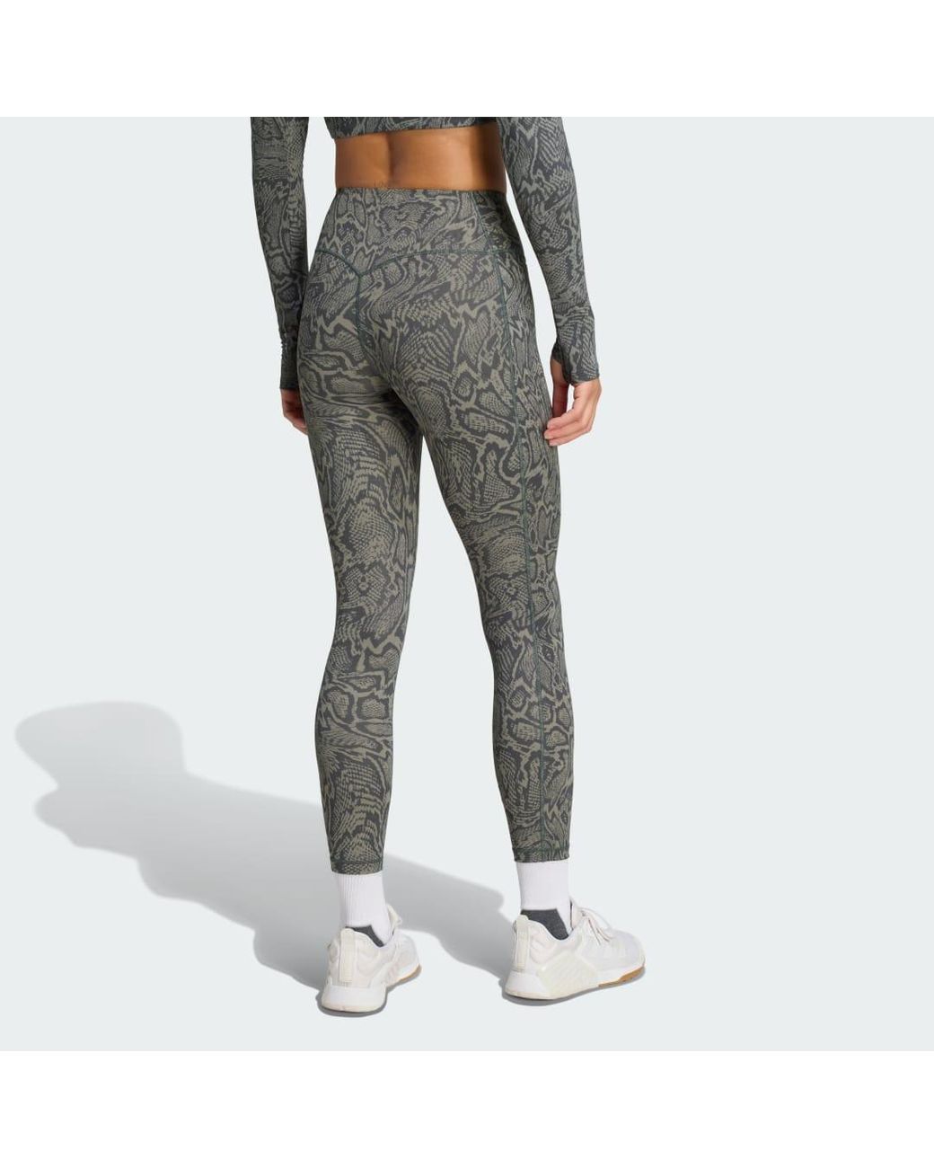 Adidas Gray Optime Primelift Snake 7/8 Leggings