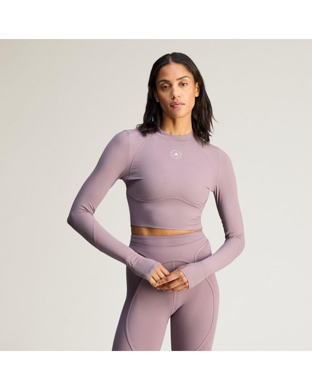 Adidas Purple By Stella Mccartney Training Long Sleeve Crop Top