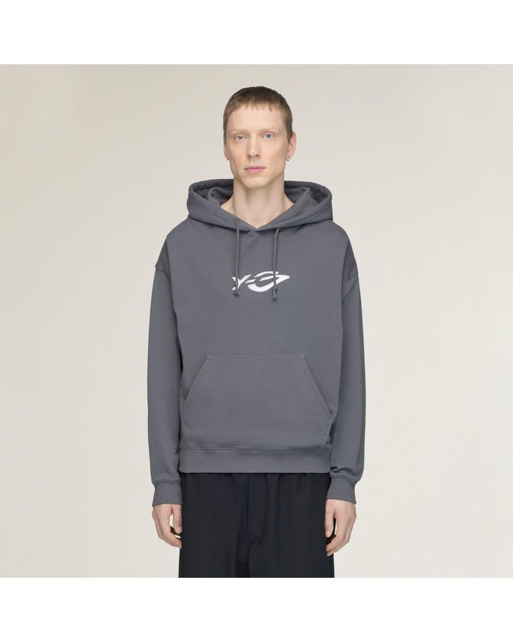 Adidas Gray Y-3 French Terry Liquid Logo Hoodie