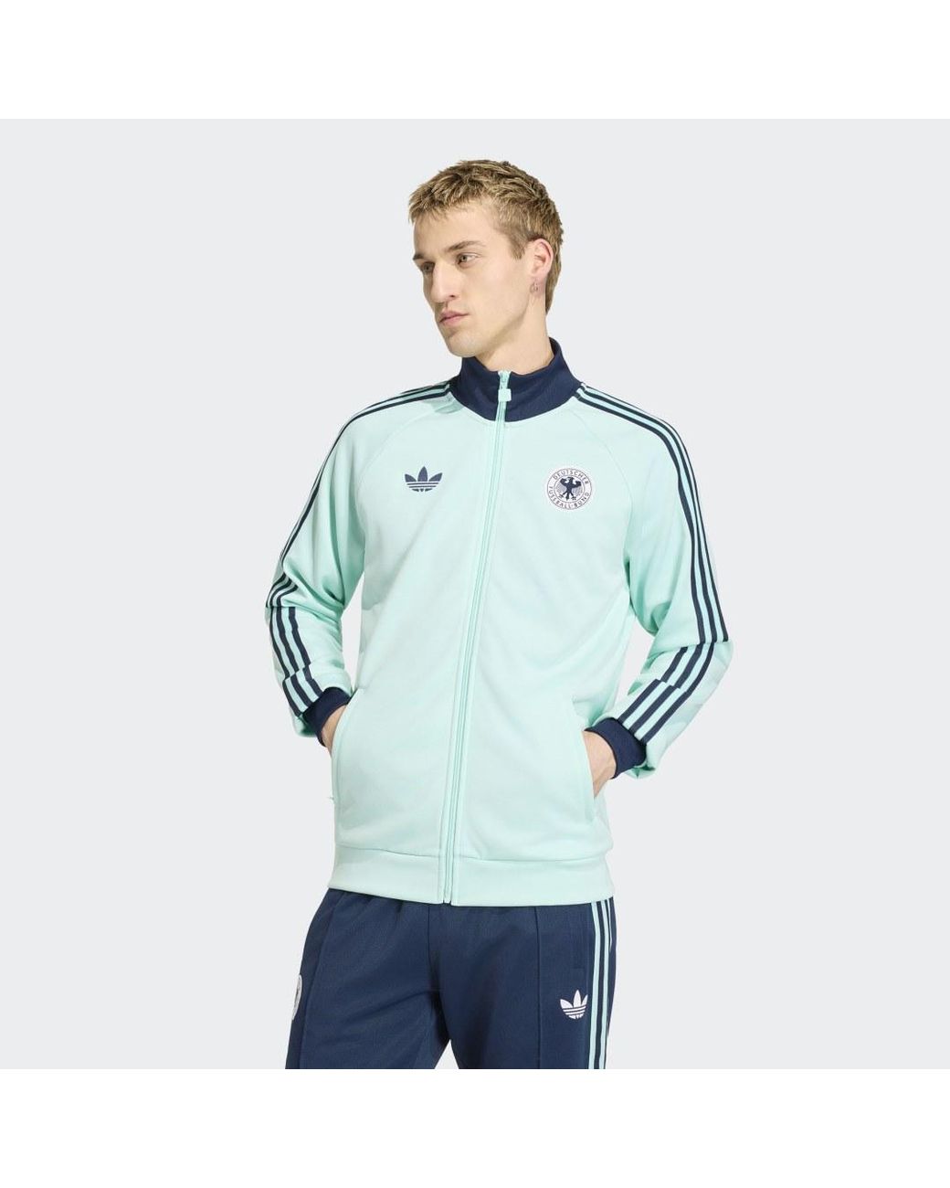 Adidas Originals Blue Germany National Team Originals Full-Zip Track Jacket for men