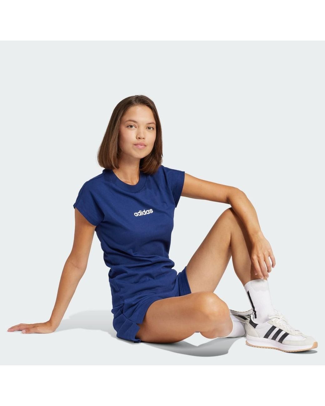 Adidas Blue Essentials Linear Cotton T-Shirt