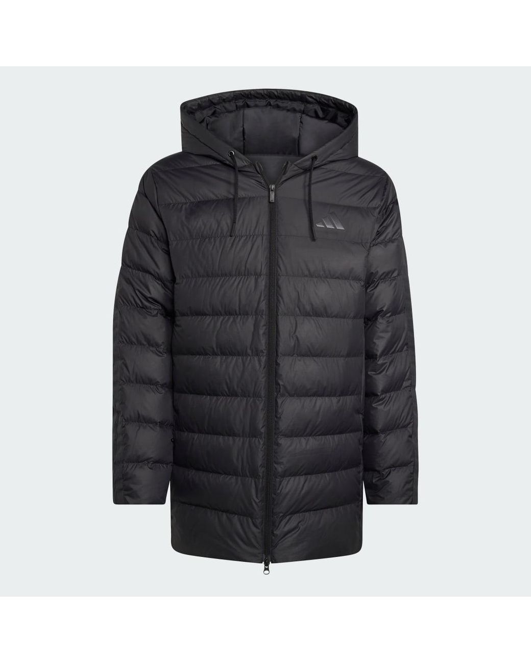 Adidas Originals Gray Essentials Climawarm 3-Stripes Light Down Hooded Parka for men