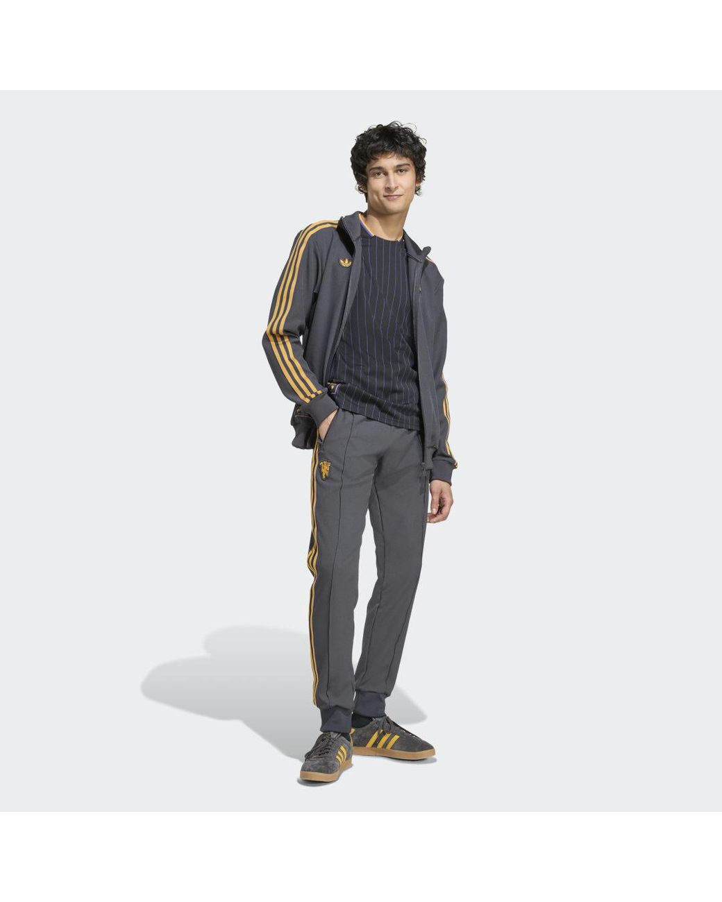 Adidas Gray Manchester United Terrace Icons Track Top for men