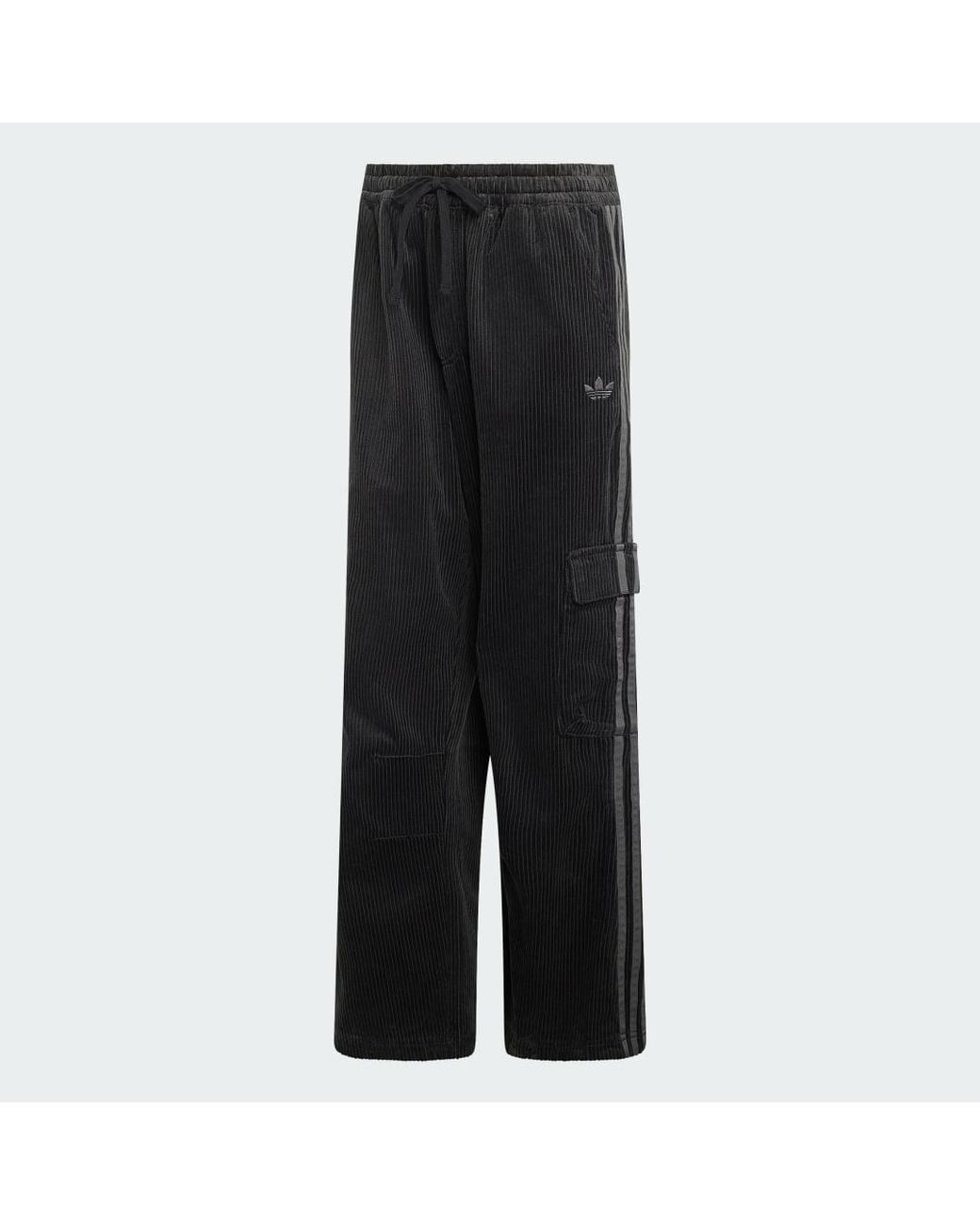 Adidas Black Adicolor Cord Cargo Trousers for men