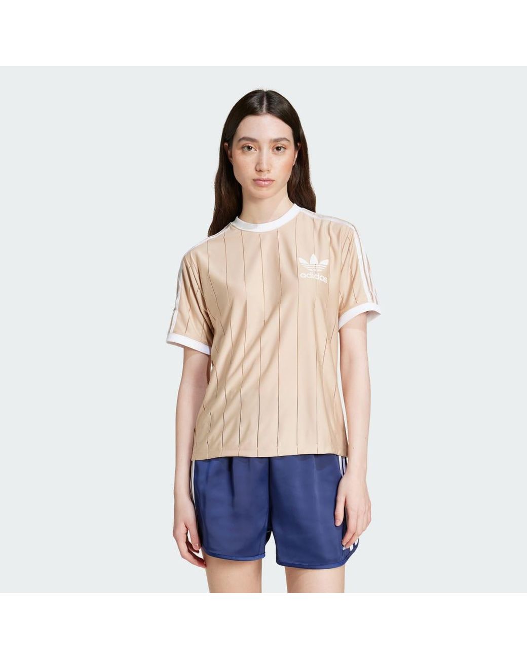 Adidas Blue Adicolor 3-Stripes Pinstripe Tee