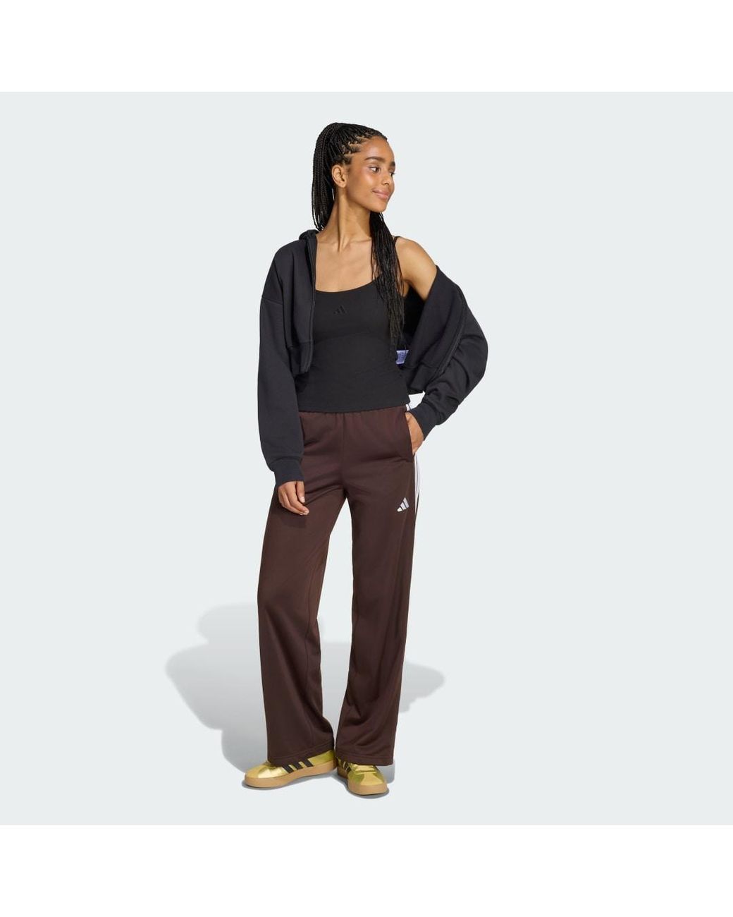 Adidas Brown Dayready Wide Leg Tracksuit Bottoms