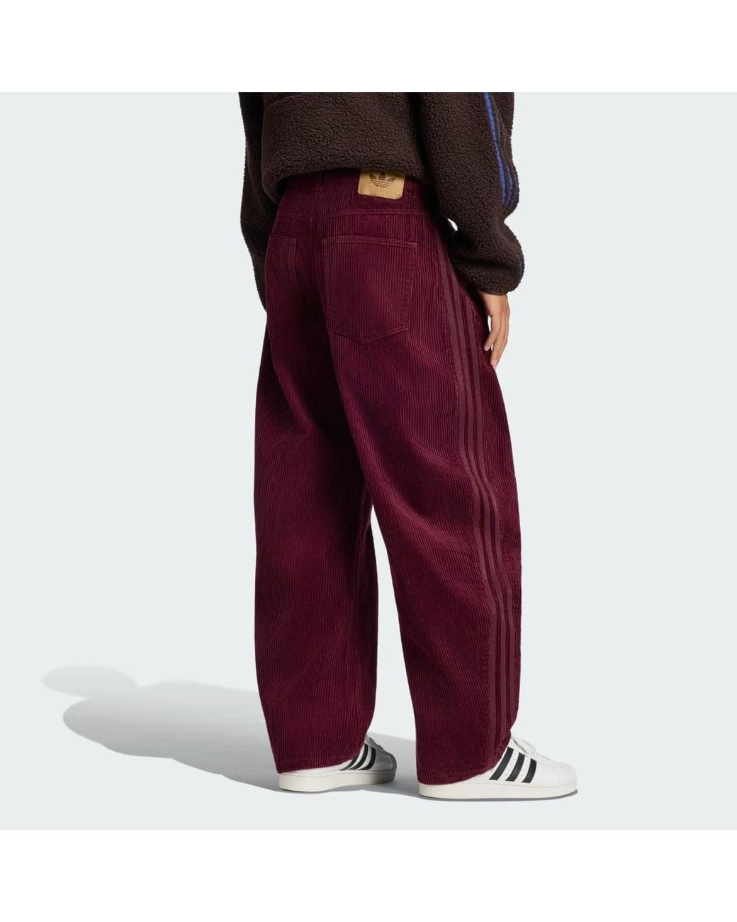Adidas Red Winter Club Barrel Leg Corduroy Trousers for men