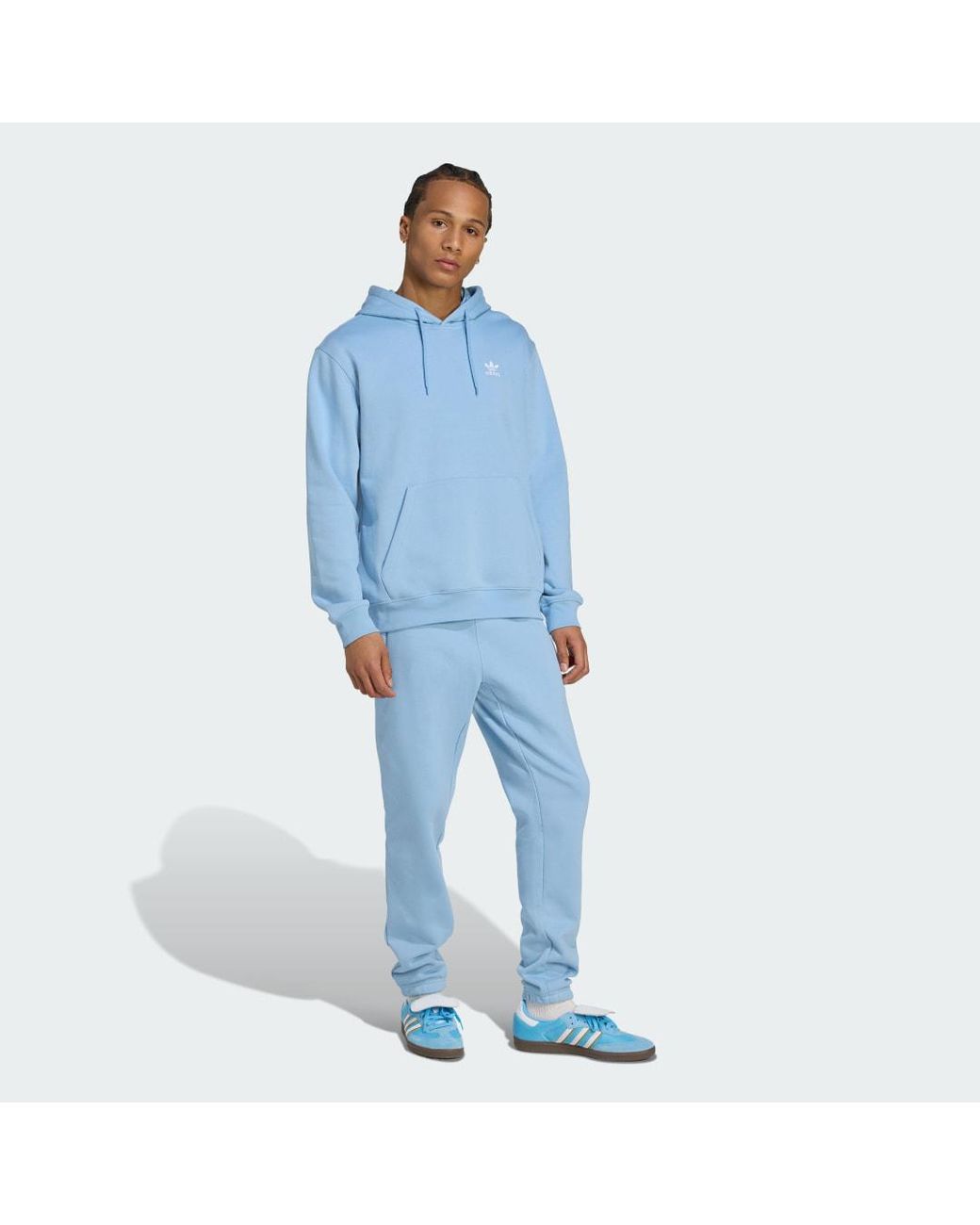 Adidas Blue Trefoil Essentials Loose Hoodie for men