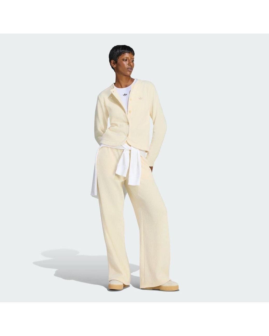 Adidas Natural Prem Ess Chenille Button Up Cardigan