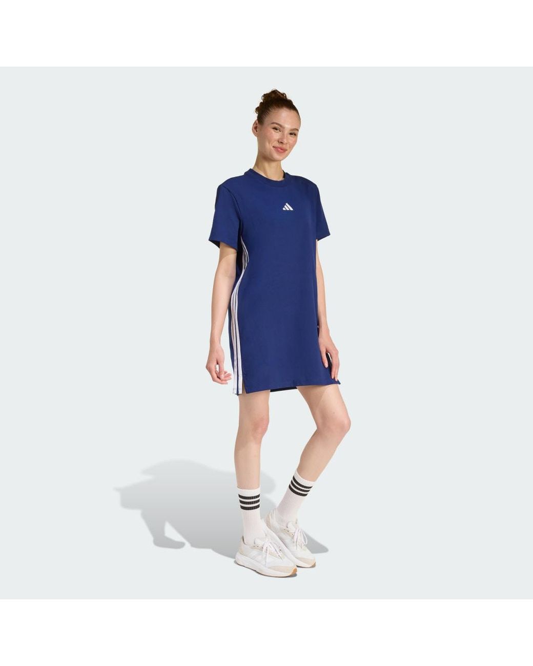 Adidas Blue Essentials 3-Stripes Tee Dress