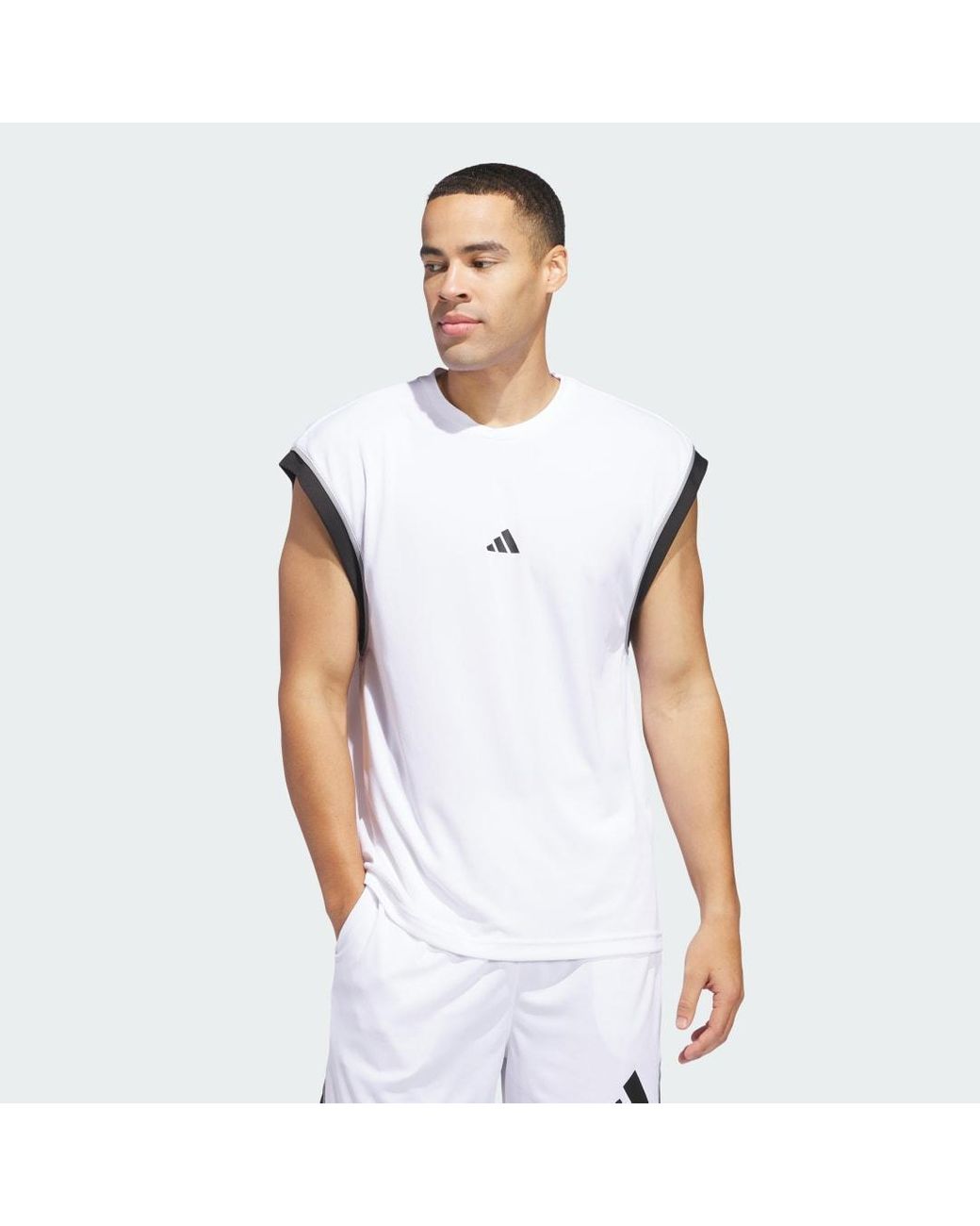 Adidas White Basketball All-World Sleeveless Tank Top for men
