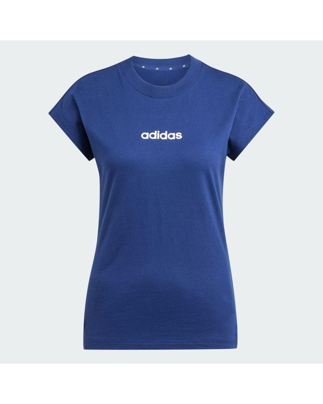 Adidas Blue Essentials Linear Cotton T-Shirt