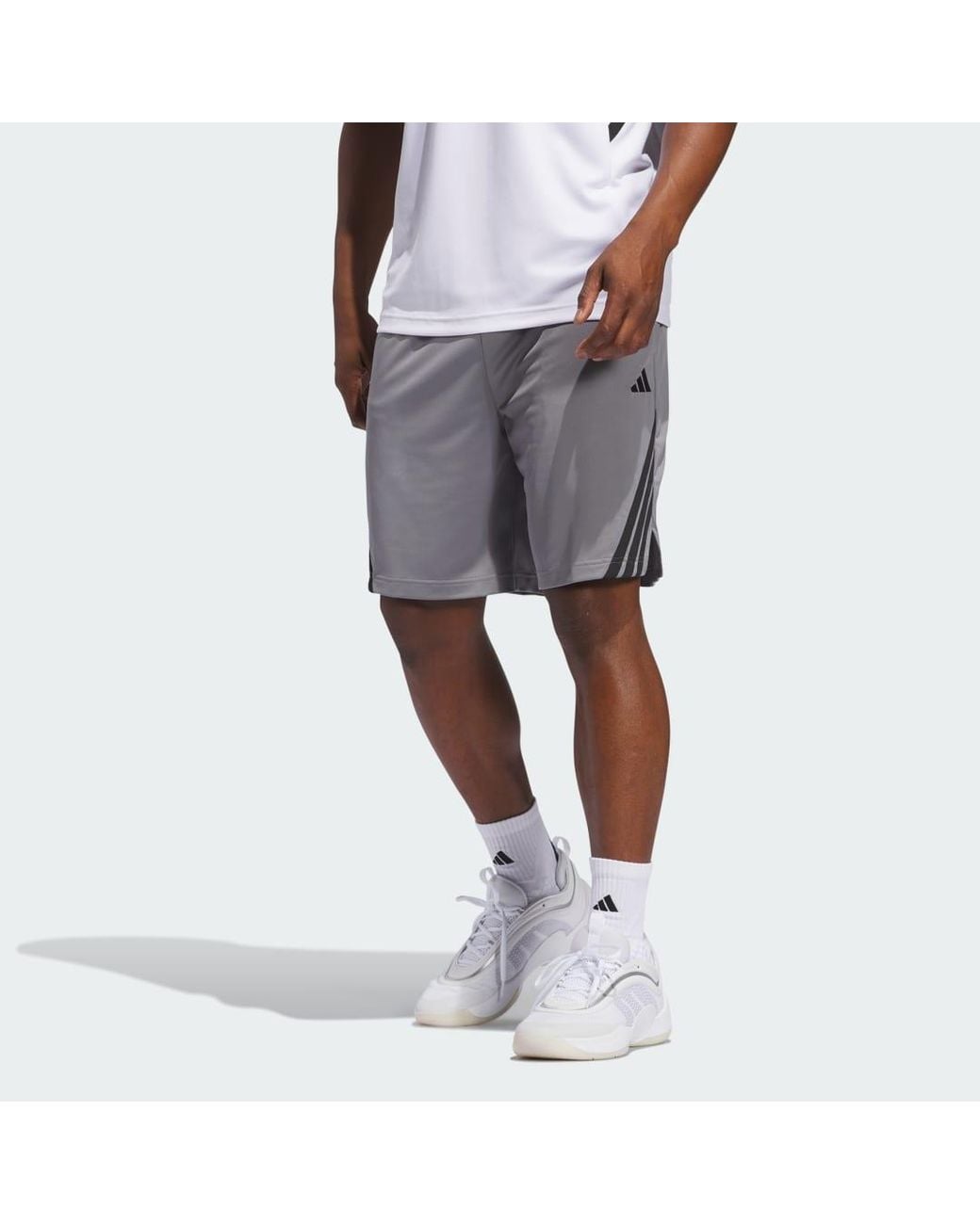 Adidas Gray Legends 3-Stripes Basketball Shorts for men