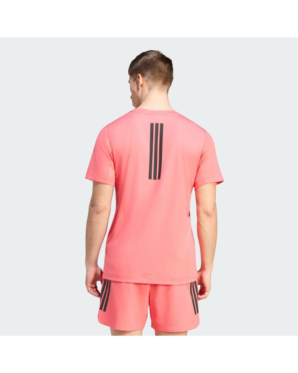 Adidas Pink D4T Primelift 3 Stripes T-Shirt for men