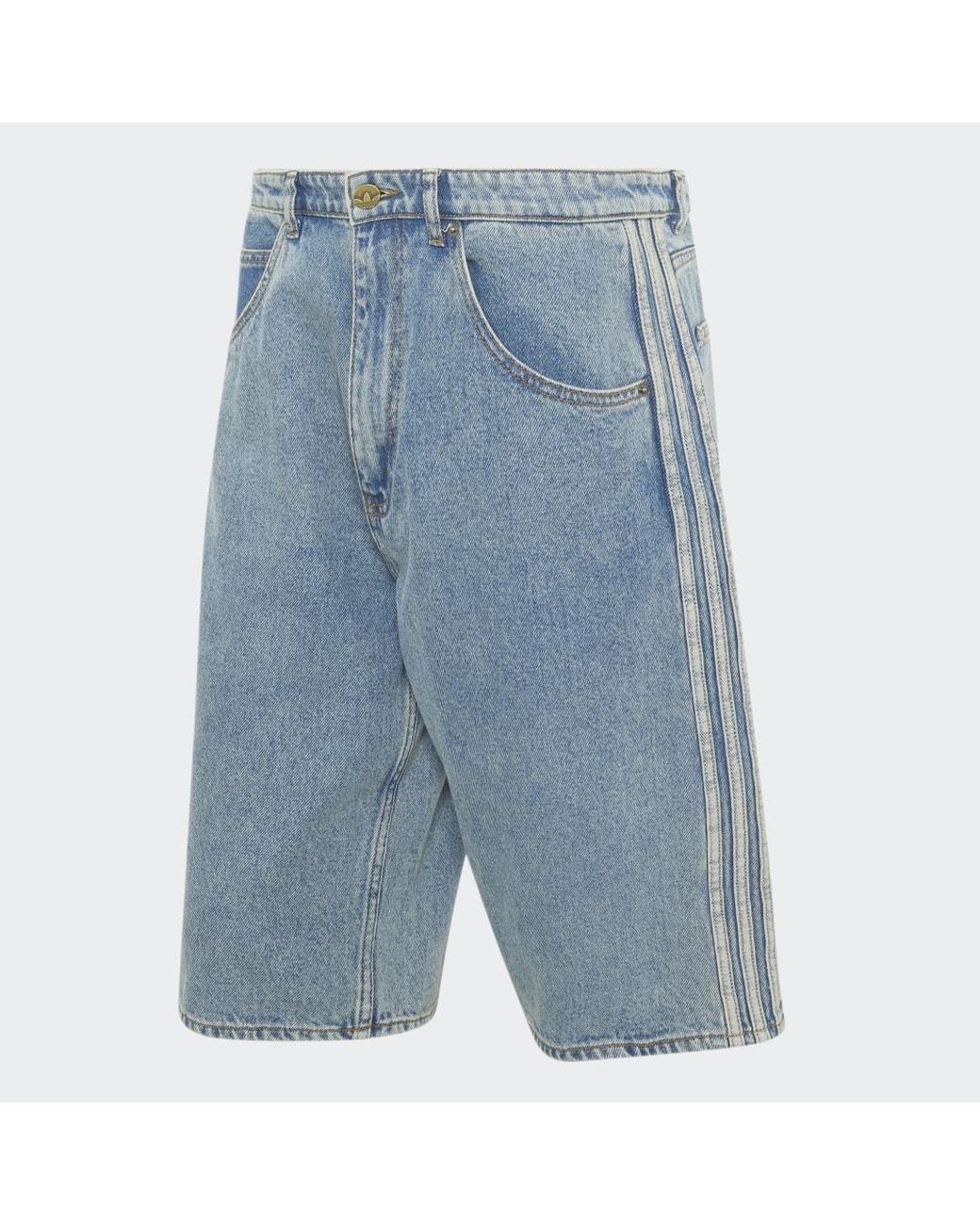 Adidas Blue Firebird Adicolor Denim Jorts Mid-Rise Straight Leg for men