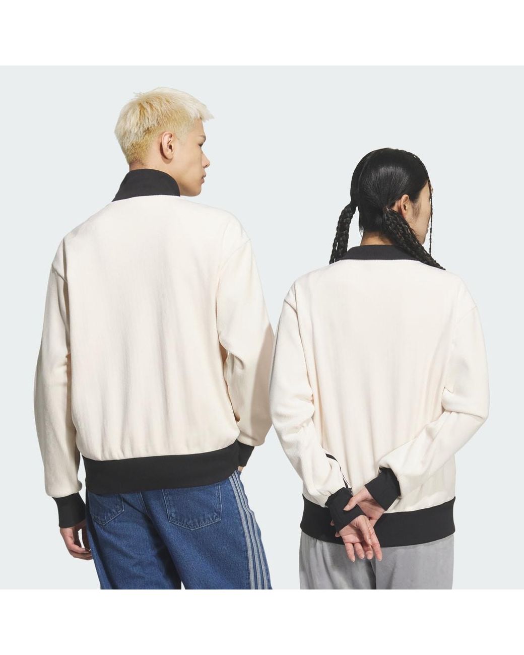 Adidas White Velour Classic Track Top