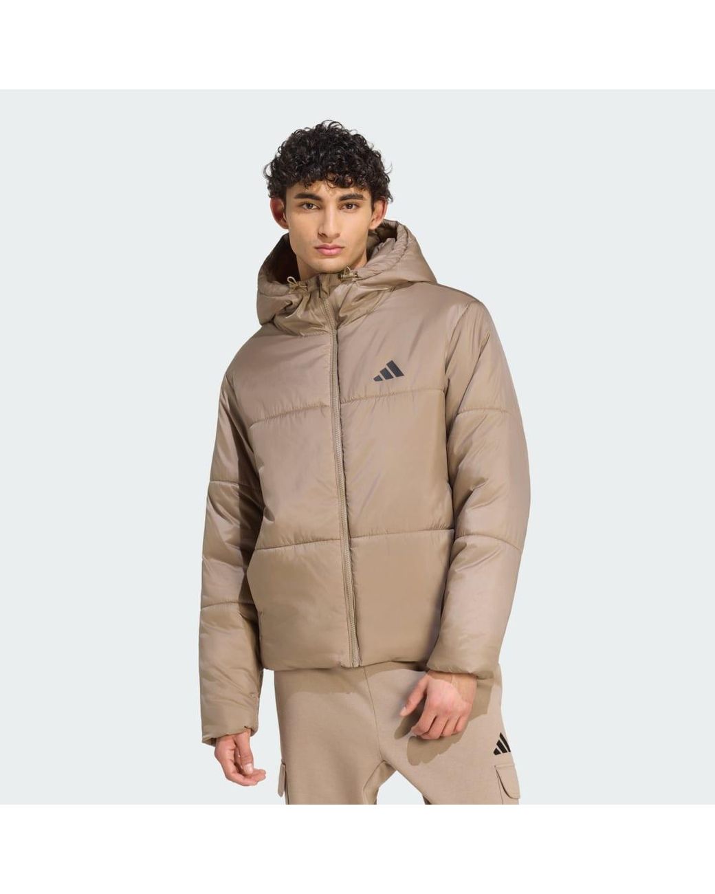 Adidas Brown Essentials Highloft Insulated Puffer Jacket for men
