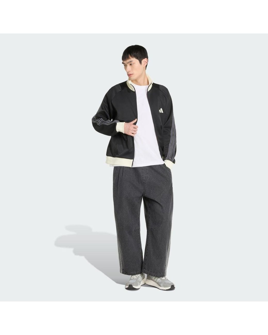 Adidas Black Stadium Regular Fit Pique Tracktop for men