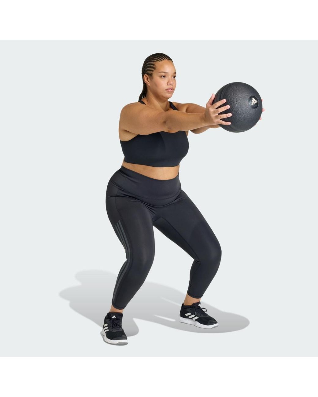 Adidas Blue Optime Workout 3-Stripes Medium Support Bra (Plus Size)