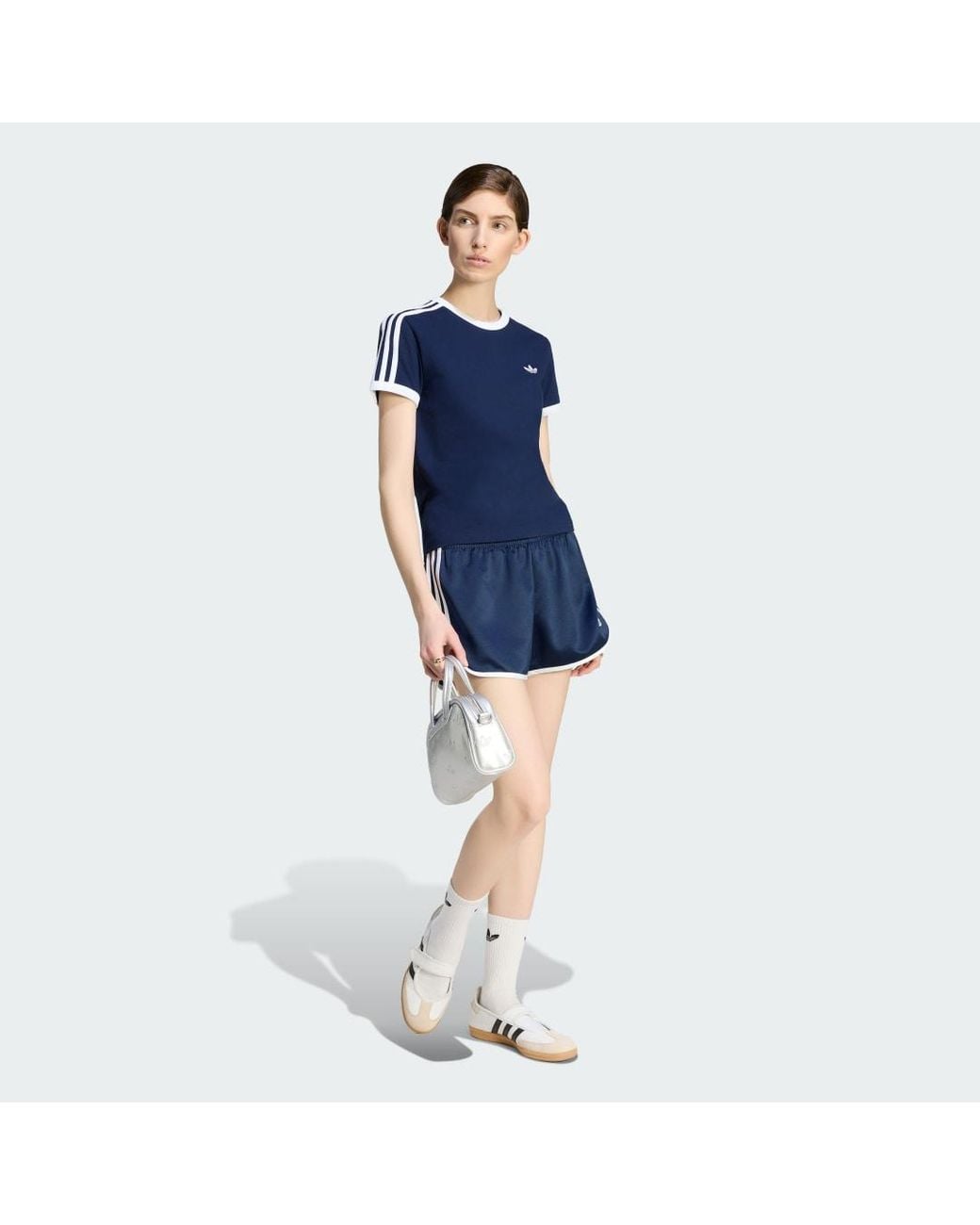 Adidas Blue Satin 3S Sprinter Short