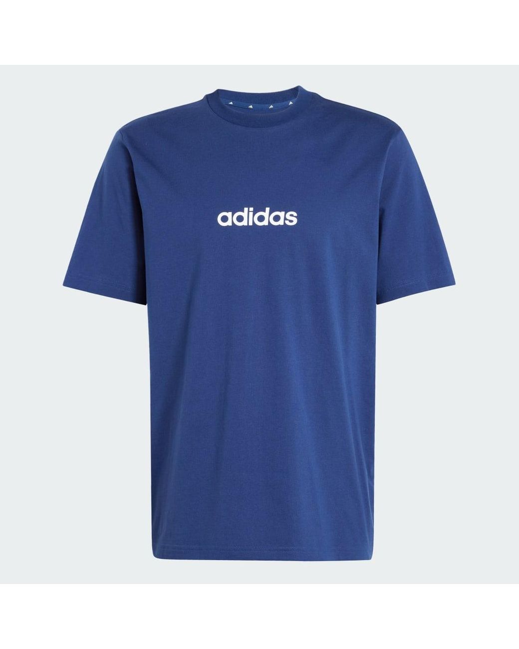 Adidas Blue Essentials Single Jersey Logo T-Shirt for men