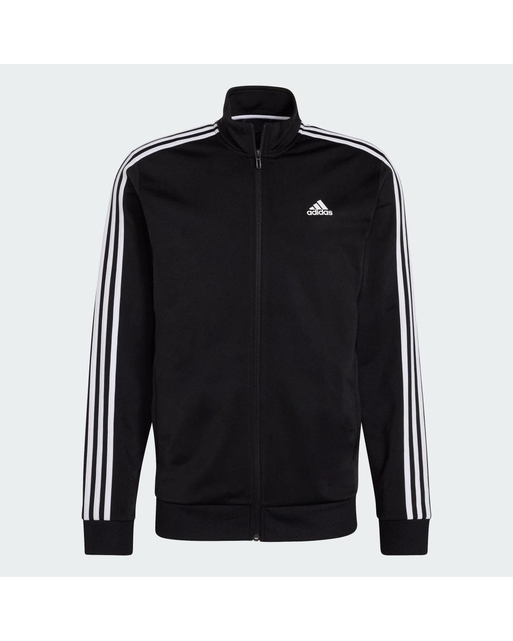 Adidas Black Essentials Warm-Up 3-Stripes Track Jacket for men