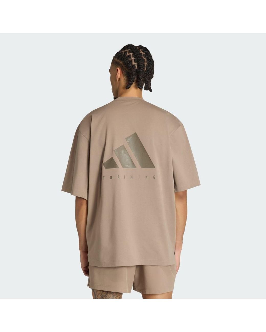 Adidas Brown Primelift Workout Oversize T-Shirt for men
