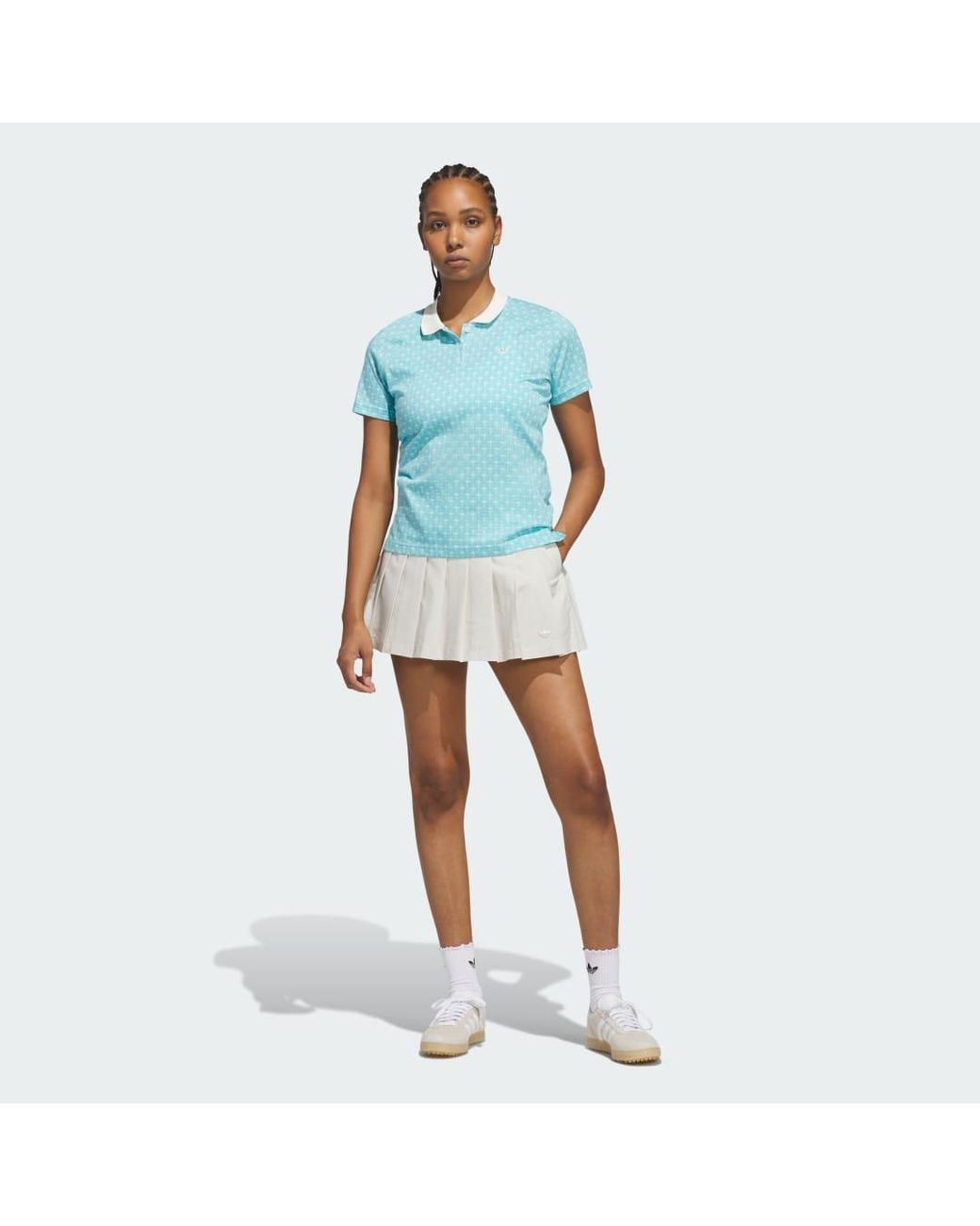 Adidas Blue Originals All Over Trefoil Polo Shirt