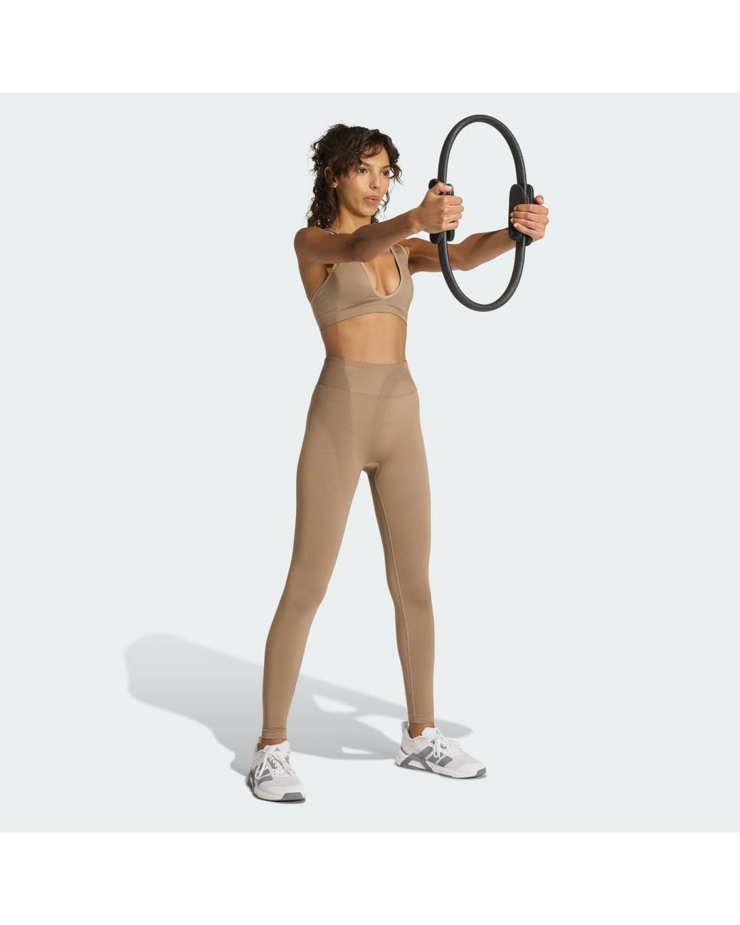 Adidas White Workout Essentials Knit Scrunch 7/8 Leggings