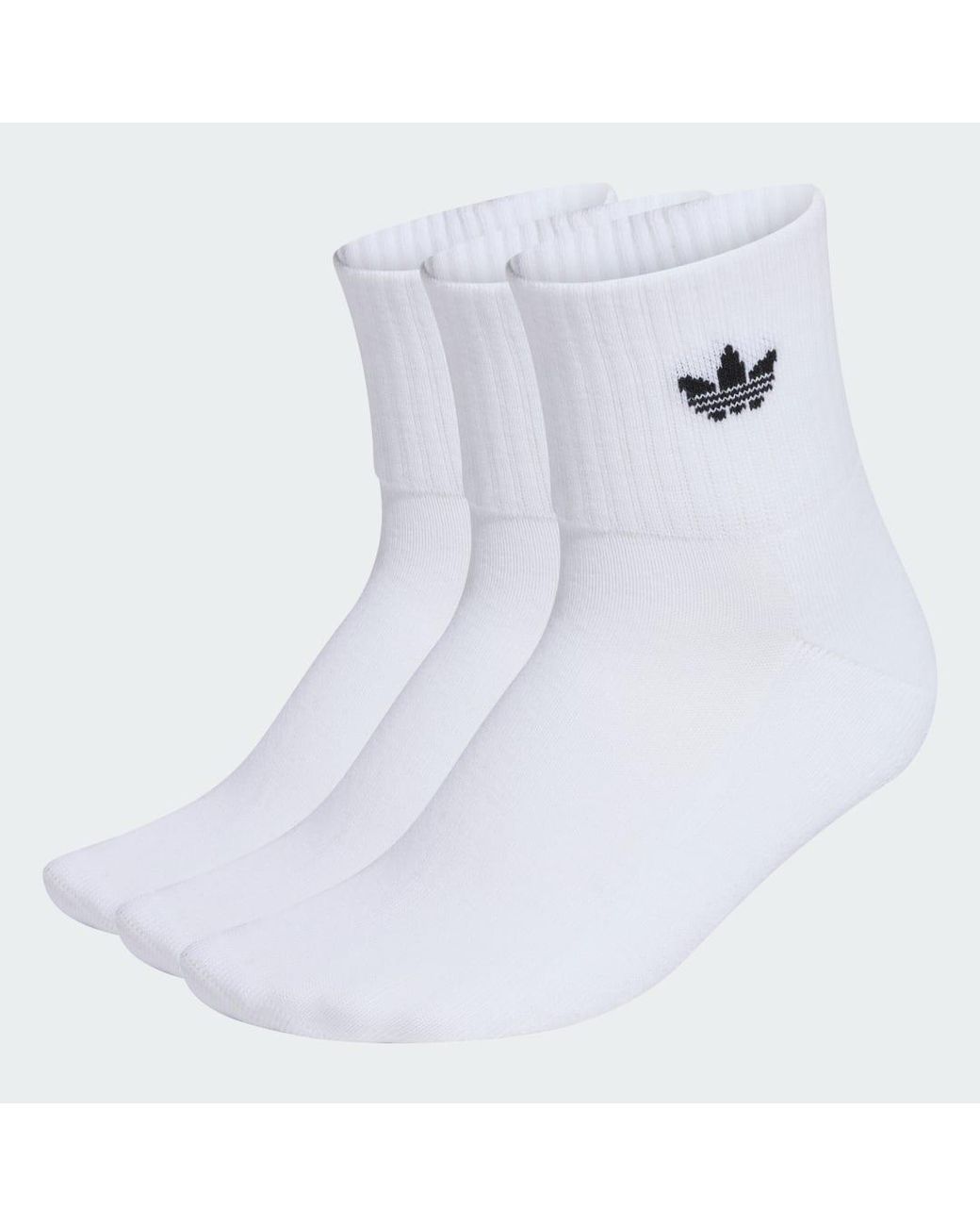 Adidas White Mid Ankle Sock 3 Pair Pack
