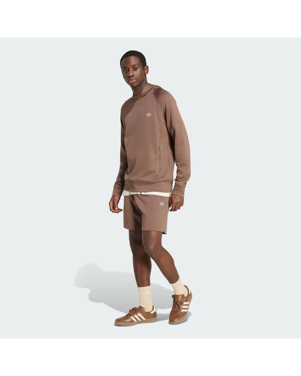 Adidas Brown Trefoil Essentials Spacer Hoodie for men