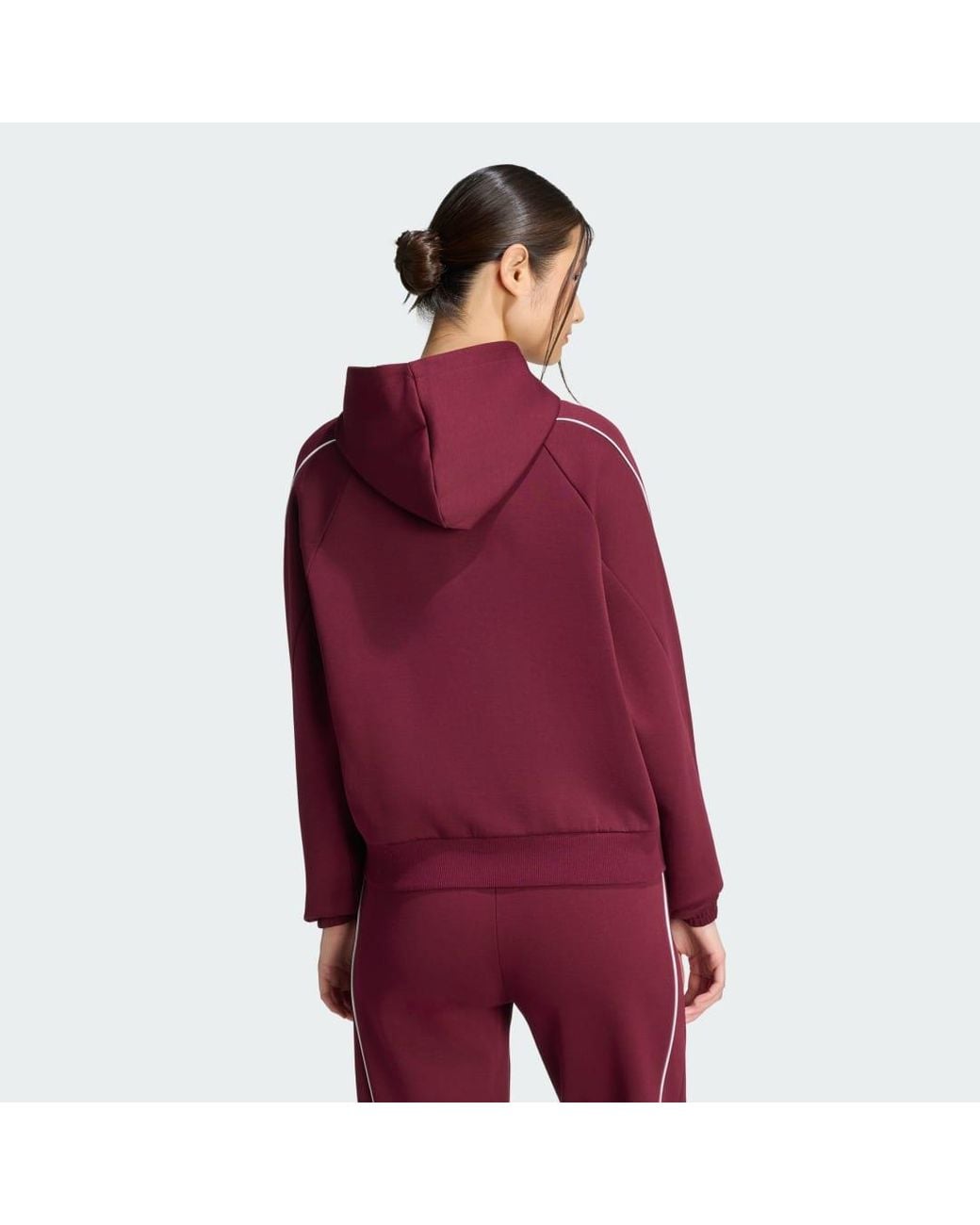 Adidas Red Stadium Small Logo Full Zip Hoodie