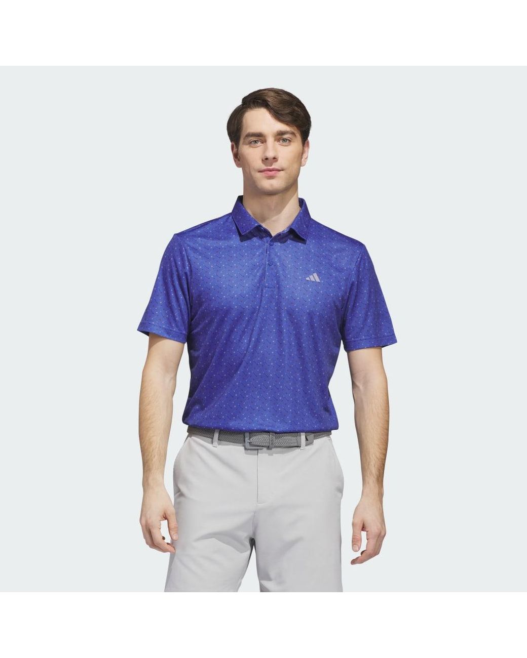 Adidas Blue Performance Print Polo Shirt for men