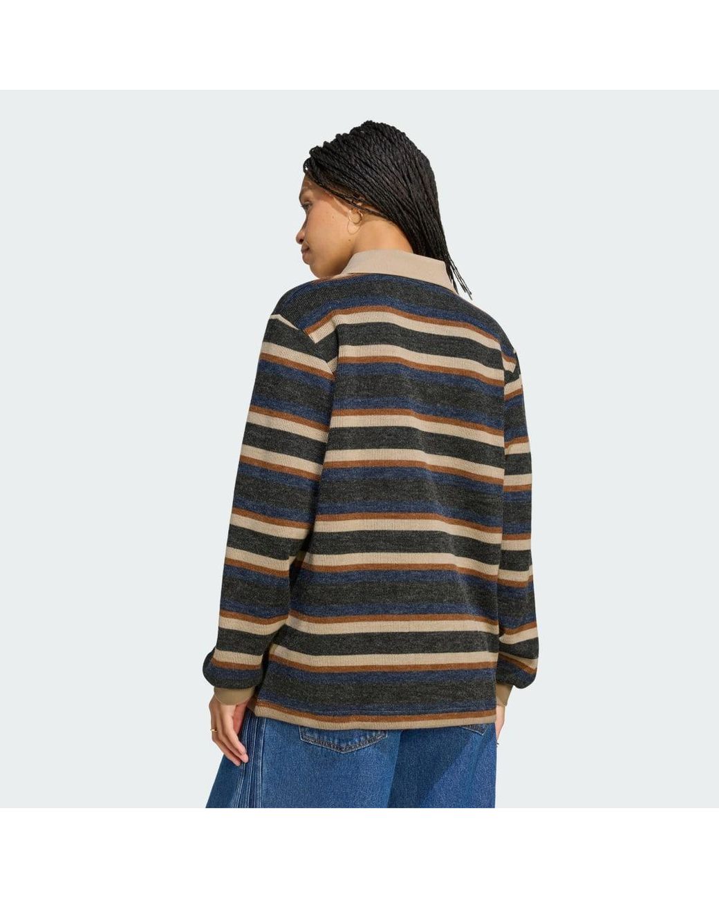 Adidas Black Stripe Knitted Polo Top