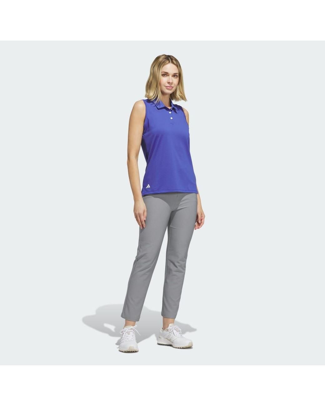 Adidas Blue Solid Ottoman Polo Shirt