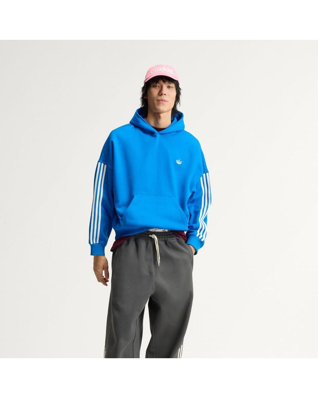 Adidas Blue Adisignature 3 Stripes Hoodie